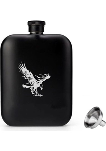 British Mat Siyah Kartal Oval Çelik Cep Içki Matarası 4oz 120ML