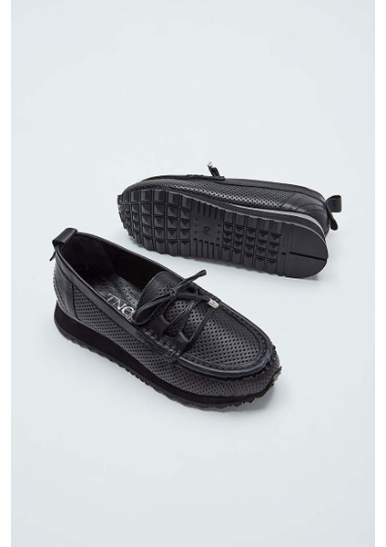 Kadın Hakiki Deri Siyah Loafer Ayakkabı modelleri