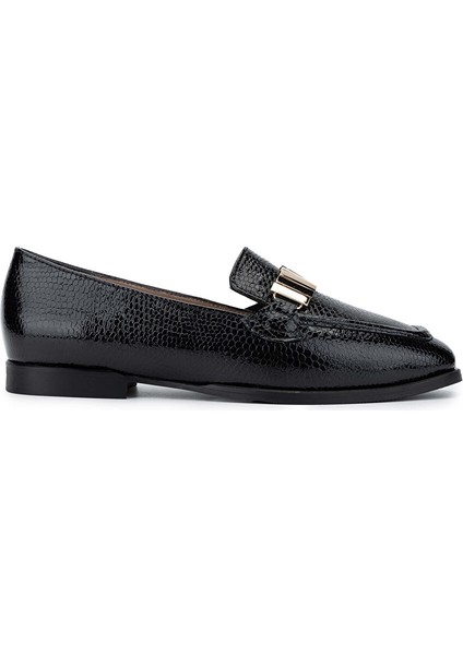 Kadın Hakiki Deri Siyah Loafer Ayakkabı