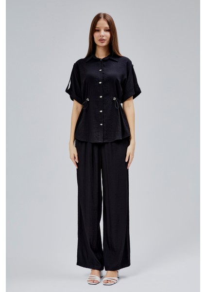 Siyah Rahat Kesim Gömlek Pantolon Takım