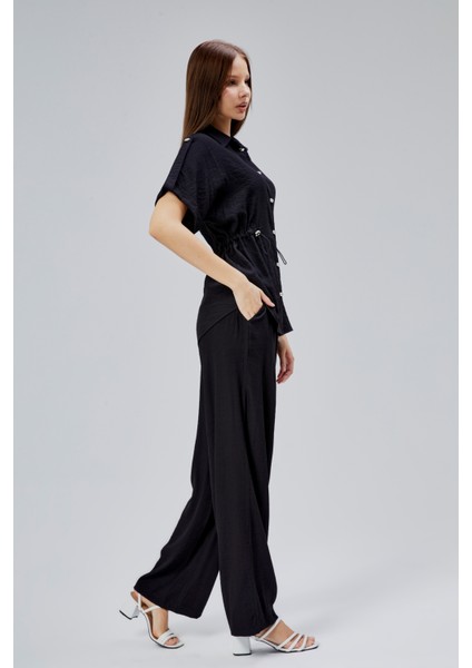 Siyah Rahat Kesim Gömlek Pantolon Takım indirimleri