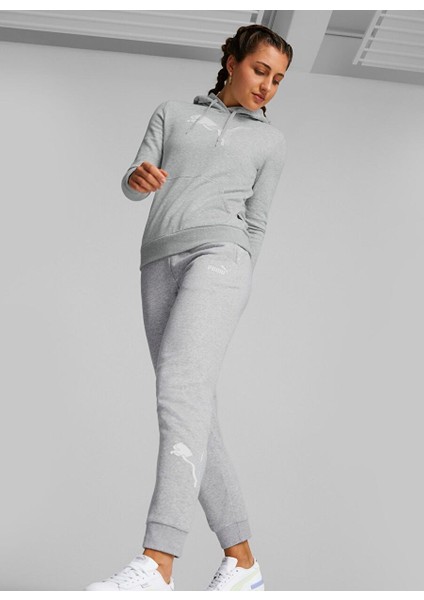 Gri Kadın Kapüşon Normal Düz Sweatshirt 67000904 Puma Power Graphic Hoodie