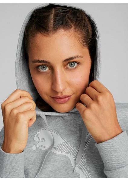 Gri Kadın Kapüşon Normal Düz Sweatshirt 67000904 Puma Power Graphic Hoodie modelleri