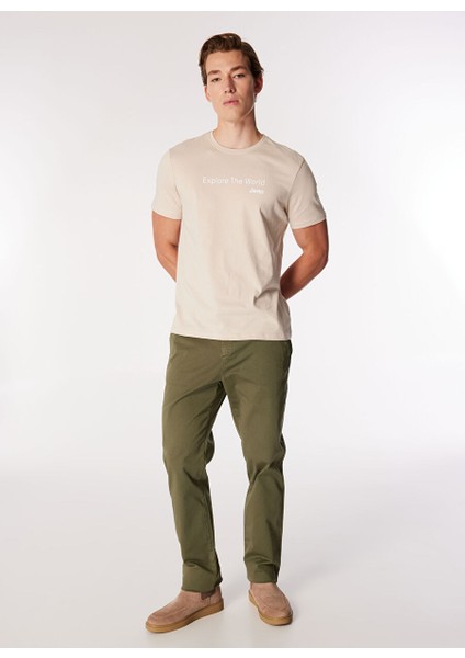Bej Erkek Bisiklet Yaka Relaxed Fit Baskılı Pamuk T-Shirt J4WM-TST7216 fiyatları