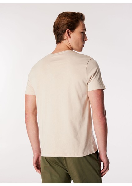 Bej Erkek Bisiklet Yaka Relaxed Fit Baskılı Pamuk T-Shirt J4WM-TST7216 indirimleri