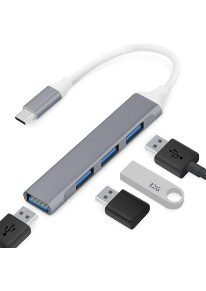 4'ü 1 Arada USB C Adaptörü, 4 USB 3.0 Bağlantı Noktası, MacBook Air M1 2018-2022 MacBook Pro M1 2016-2022, iPad Pro, Xps, Pixelbook ve Daha Fazlası Için USB Tip C Adaptör