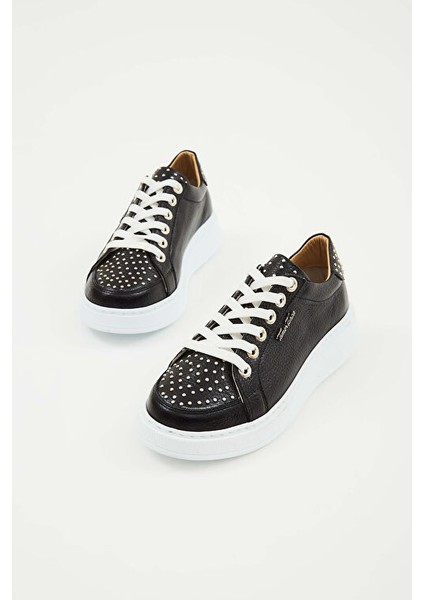 Siyah Kadın Deri Sneaker 33 30 Bn Ayk Y23