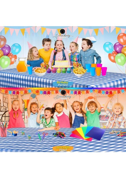 3 Adet Kullanat Büyük Boy Mavi Kare Desenli Aktivite Piknik Masa Örtüsü 100X150 cm
