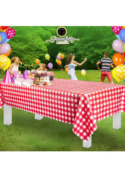 3 Adet Kullanat Büyük Boy Kırmızı Kare Desenli Aktivite Piknik Masa Örtüsü 100X150 cm