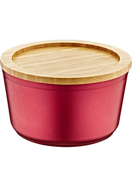 Slalom - Bambu Kapaklı Granit Saklama Kabı 14CM Kırmızı