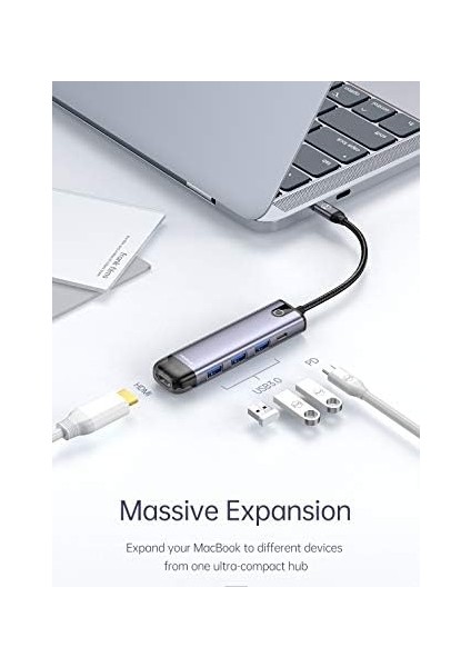 HU-7750 5ın1 Usb-C Hub Çoğaltıcı Gri modelleri