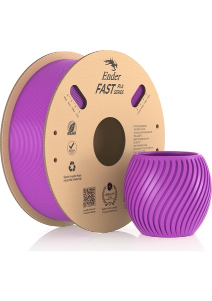 Storemax Ender Fast Pla Filament 1,75 Mm, 3D Yazıcı Filament 300 Mm/sn'ye Kadar Yüksek Hız, Geri Dönüştürülebilir Karton Makara, Çoğu Fdm 3D Yazıcıya Uygun - 1 kg (2,2 Lb) Mor