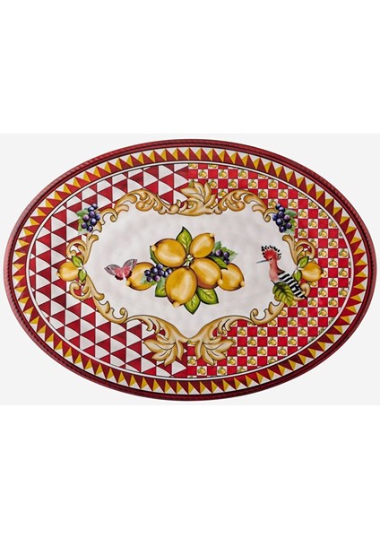 Capri Kırmızı Melamin Servis Tabağı 50 cm