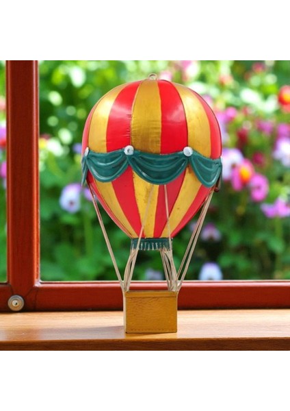 Jayland Retro Metal Sıcak Hava Balonu Biblo – Büyük Boy Dekoratif Obje – 26x26x49 cm