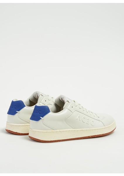 Beyaz-Mavi Erkek Deri Sneaker Shacbtl
