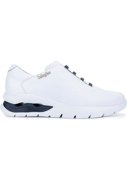 Erkek Hakiki Deri Beyaz/lacivert Sneakers & Spor Ayakkabı