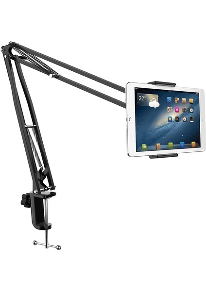 Profesyonel Masa Üstü Mobil Tablet Evrensel Stand Alüminyum Gövde Tembel Askı Braketi Tüm Mobil Cihazlar ve Tabletler Için Esnek 360 Derece Döndürülebilir, Masaüstü Ofis Ev Için, Cihaz Boyutu