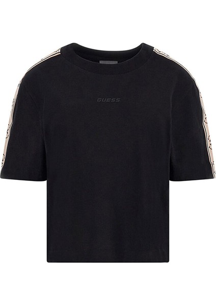 Bisiklet Yaka Düz Siyah Kadın T-Shirt V3RI08I3Z14 Brıtney Crop Tee - Mıd modelleri