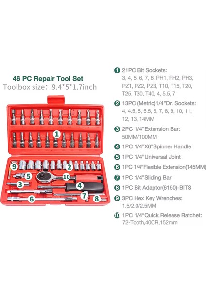 New Tools 46 Parça 1/4 Küçük Lokma Takımı Seti