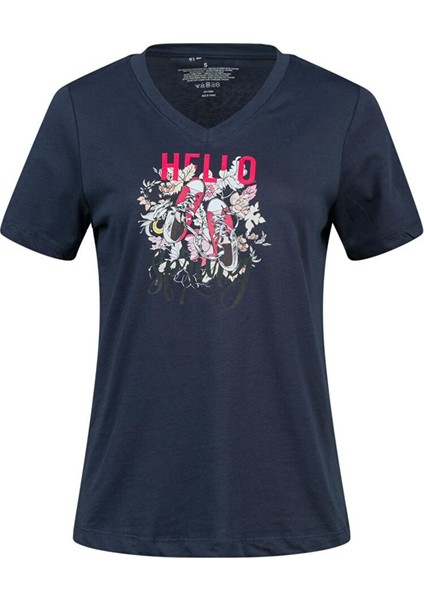Alone Baskılı V Yaka Kadın T-Shirt 402