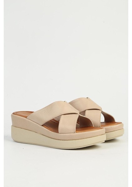 Bej Kadın Topuklu Terlik PC-54625 fiyatları