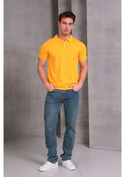 Erkek Slim Fit Pamuklu Yumuşak Doku Nefes Alan Kumaş Yakalı Tişört fırsatları