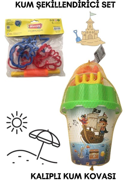 Beyaz Kum Kalıplı Kova ve Şekillendirici Seti, Deniz ve Sahil Eğlencesi Için