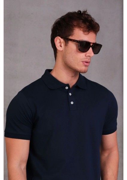 Erkek Slim Fit Pamuklu Yumuşak Doku Nefes Alan Kumaş Yakalı Tişört