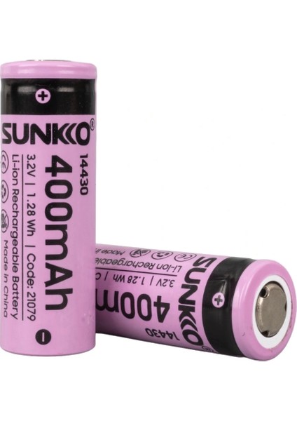 Sunkko Ifr 3.2 Volt 400 Mah 14430 Şarj Edilebilir Pil (Tekli) (5047)