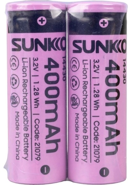 Sunkko Ifr 3.2 Volt 400 Mah 14430 Şarj Edilebilir Pil (Tekli) (5047) fiyatları