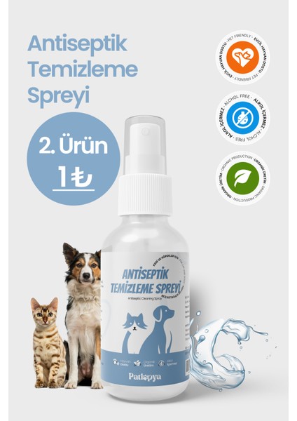 Antiseptik Temizleme Spreyi Alkol ve Kimyasal İçermez 120 ml Evcil Hayvanlar İçin