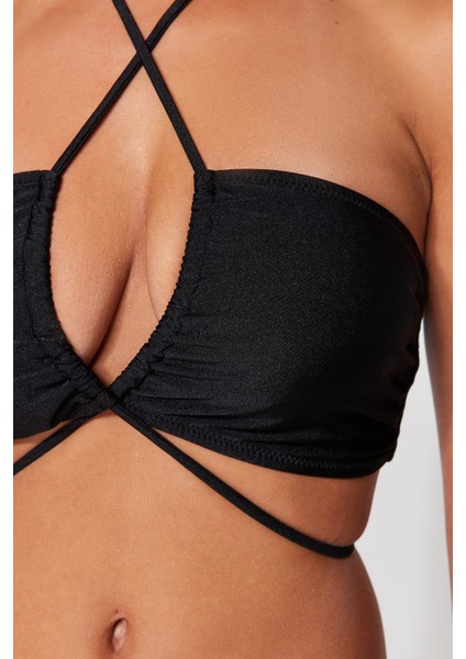 Shopeonly Siyah Straplez Bağlamalı Bikini Takımı fırsatları