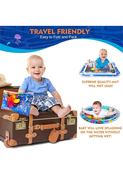 Yuvarlak Bebek Su Oyun Matı, 60 Cm, Tummy Time, Beyaz