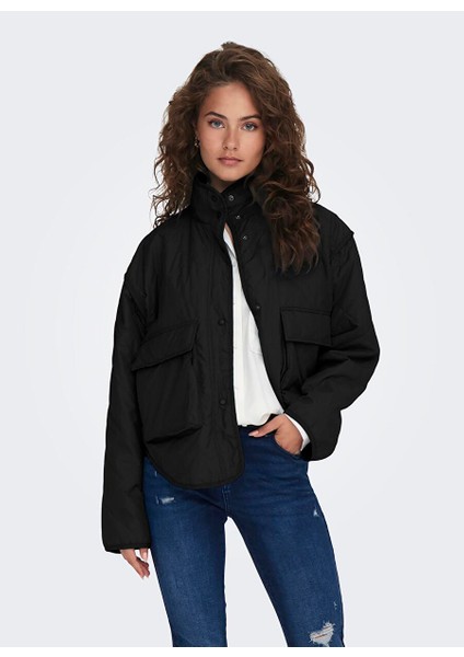 Siyah Kadın Mont Onlsaga Quılted Short Jacket cc Otw