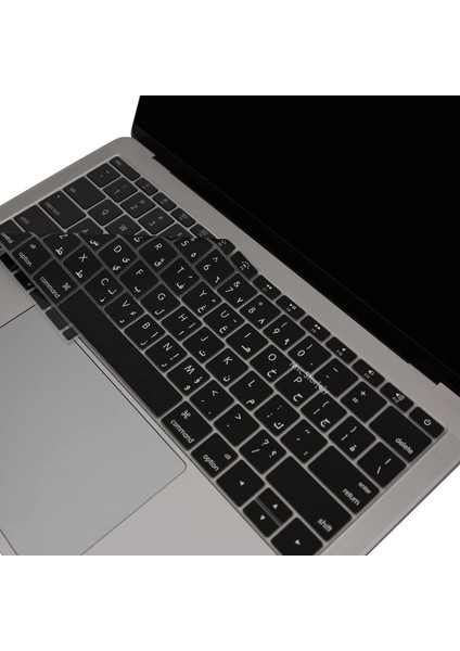 Arapça Klavye Macbook Pro Kılıf 12INÇ A1534-13INÇ A1708 Us Enter ile Uyumlu Siyah