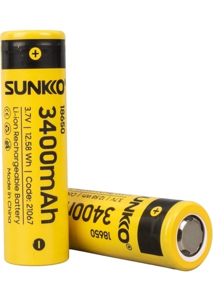 Sunkko 3.7 Volt 3400 Mah 18650 Şarj Edilebilir Pil (Tekli) (5047)