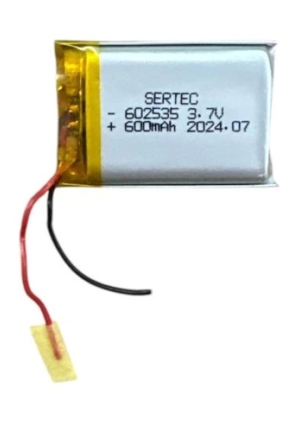 602535 3.7V 600 Mah Li-Polymer Pil DEVRELI/1.5A