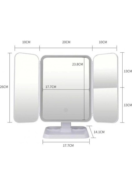 2 Kapaklı,3 Farklı Dokunmatik LED Ayarlı USB Şarj ile Şarj Olabilen Makyaj Aynası (5047) modelleri