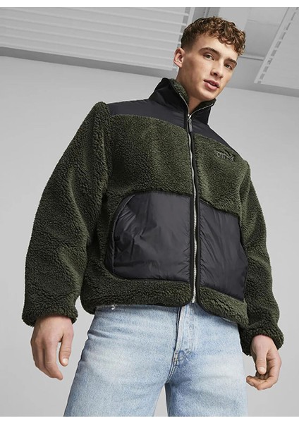 Siyah Erkek Normal Düz Mont 67538531 Sherpa Hybrid Jacket