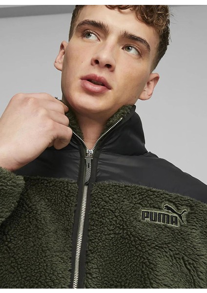 Siyah Erkek Normal Düz Mont 67538531 Sherpa Hybrid Jacket
