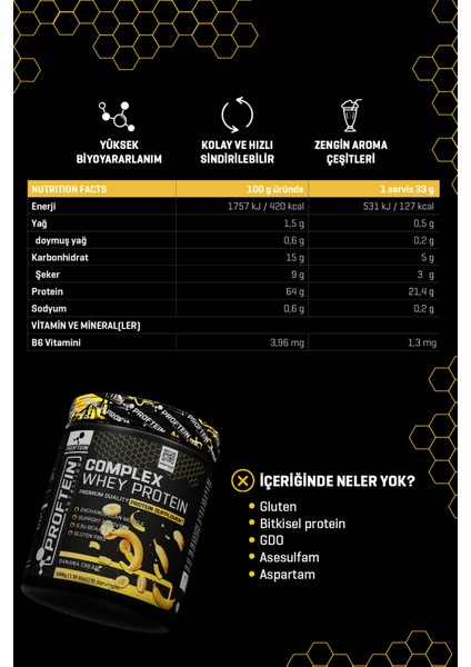 Whey Complex Protein 500G 15 Servis Muz Aromalı modelleri