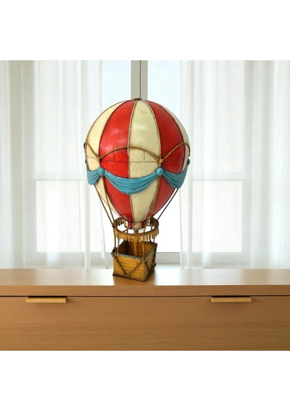 Jayland Retro Metal Sıcak Hava Balonu Biblo – Orta Boy Dekoratif Obje – 21x21x35 cm