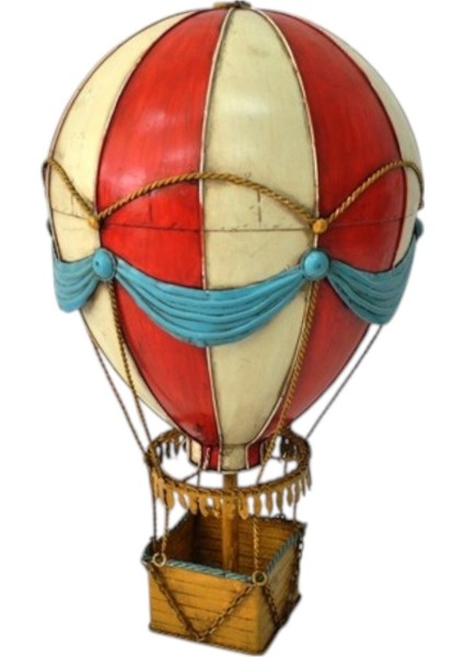 Jayland Retro Metal Sıcak Hava Balonu Biblo – Orta Boy Dekoratif Obje – 21x21x35 cm