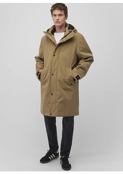 Yeşil Erkek Kapüşon Düz Mont M0110471-70377_KAPÜŞONLU Parka