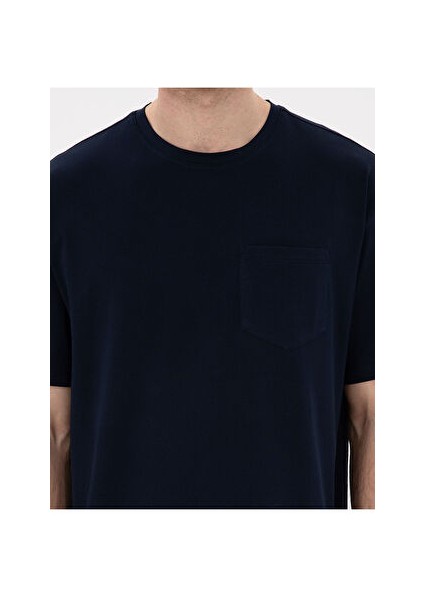 Lacivert Comfort Fit Basic Tişört