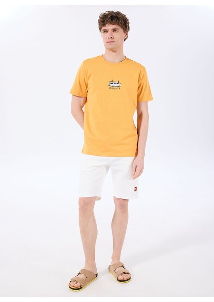 Turuncu Erkek Bisiklet Yaka Relaxed Fit Baskılı T-Shirt D4SM-TST3258 modelleri