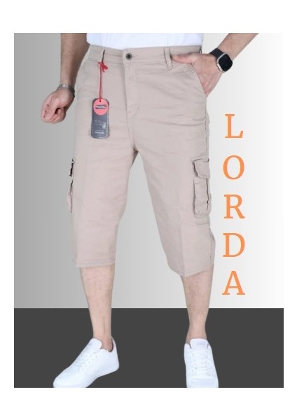 Erkek Bermuda Şort Uzun Kapri Kargo Cep Kargo Cepli Bermuda Uzun Kapri Diz Altı Likralı