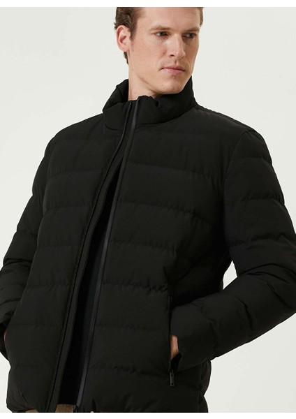 Dik Yaka Slim Fit Kapitone Siyah Erkek Mont 1091818 fiyatları