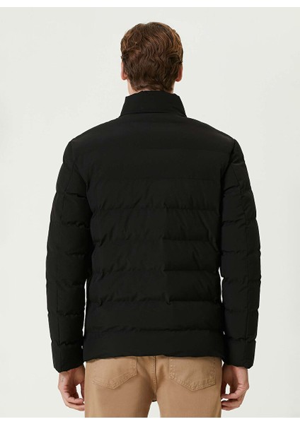 Dik Yaka Slim Fit Kapitone Siyah Erkek Mont 1091818 indirimleri