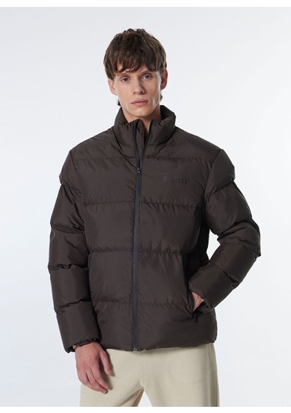 Koyu Kahve Erkek Dik Yaka Normal Kalıp Puffer Mont M4WM-MNT 1804